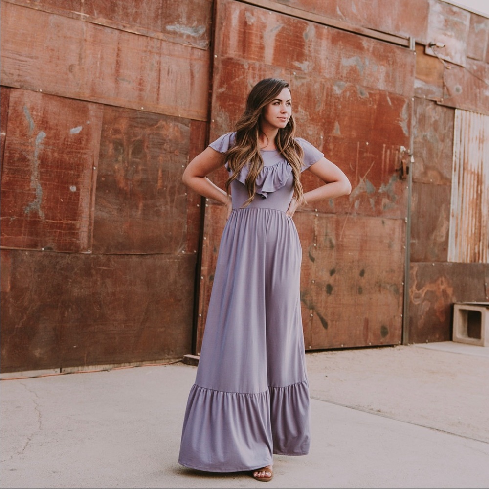 Savannah ruffled solid maxi